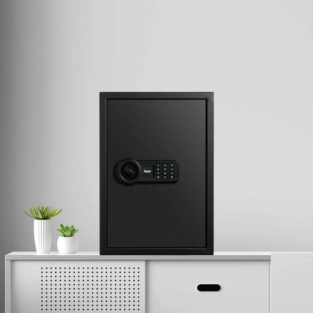 Equal SecureLite 55L Safe Locker | Digital Pincode + Emergency Key + Anti-Saw Bolts | Matte Black