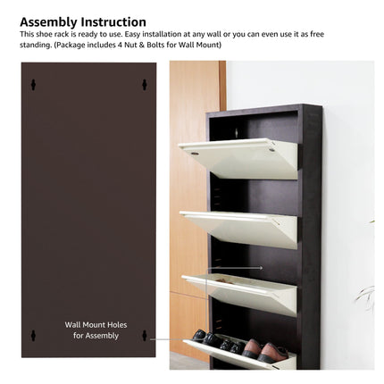Equal 5-Door Wall Mounted Metal Shoe Rack – Lock & Key | 15–18 Pairs