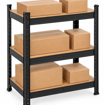 Equal 3-Tier Metal Storage Rack – 150kg/Shelf | Black
