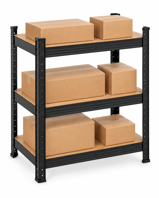 Equal 3-Tier Metal Storage Rack – 150kg/Shelf | Black