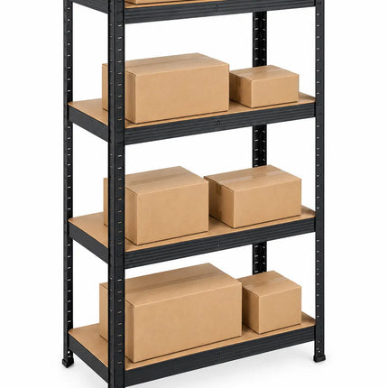 Equal 4-Tier Metal Storage Rack – 150kg/Shelf | Black