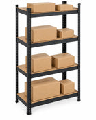 Equal 4-Tier Metal Storage Rack – 150kg/Shelf | Black
