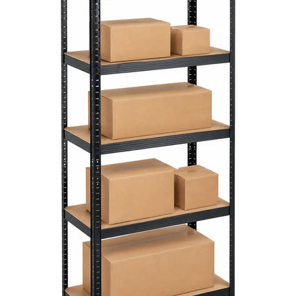 Equal 5-Tier Metal Storage Rack – 150kg/Shelf | Black