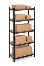 Equal 5-Tier Metal Storage Rack – 150kg/Shelf | Black