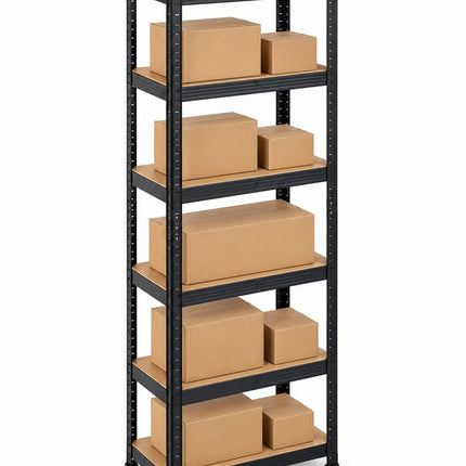 Equal 6-Tier Metal Storage Rack – 150kg/Shelf | Black