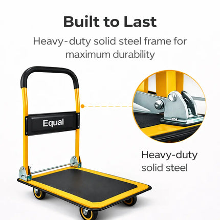 Equal steel deck platform trolley highlighting heavy duty construction