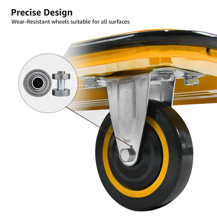 Equal 300kg Foldable Platform Trolley – Steel Deck | 5 Inch Wheels | Yellow
