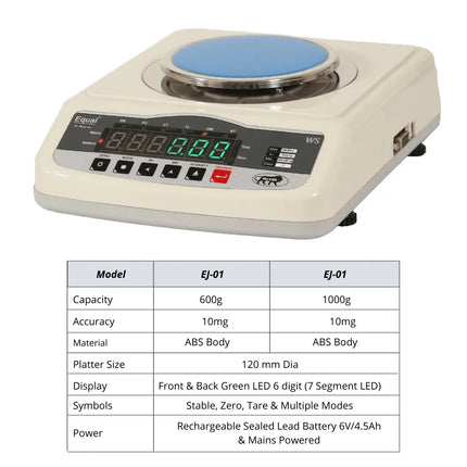 Equal Digital Jewellery Weighing Scale With 1Kg Weight Capacity
