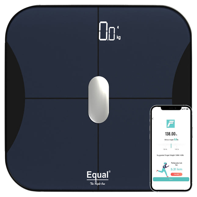 Equal Smart Bluetooth Digital BMI Weight Scale w/FITINDEX Mobile App (Black)