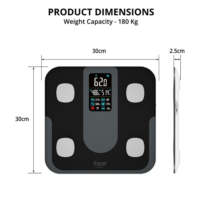 Equal Bluetooth Smart BMI Scale – Fitdays App | Large Display