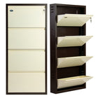 Equal 4-Door Wall Mounted Metal Shoe Rack – Lock & Key | 12–15 Pairs