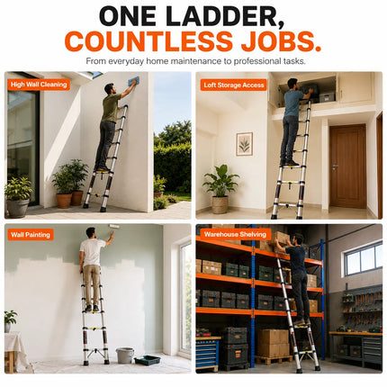 Equal 14 FT Stainless Steel Telescopic Ladder – 150kg EN131
