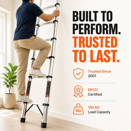 Equal 14 FT Stainless Steel Telescopic Ladder – 150kg EN131