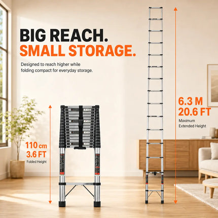 Equal 20.5 FT Stainless Steel Telescopic Ladder – 150kg EN131