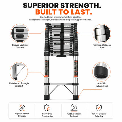 Equal 20.5 FT Stainless Steel Telescopic Ladder – 150kg EN131