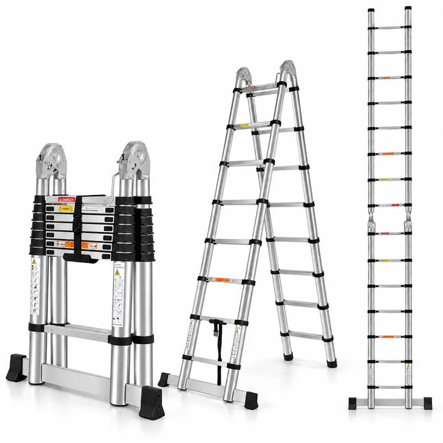 Equal 19 FT Stainless Steel A-Type Telescopic Ladder – 150kg EN131