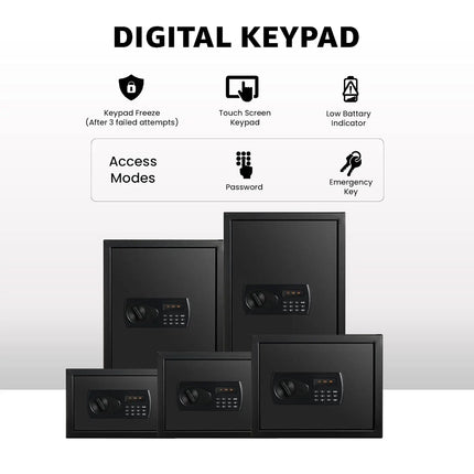 Equal SecureX 48L Safe Locker | Digital Pincode + Emergency Key + Digital Display | Black