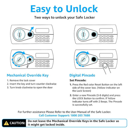 Equal SecureX 48L Safe Locker | Digital Pincode + Emergency Key + Digital Display | Black