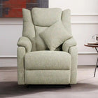 Equal DrapeLux 1 Seater Motorized Recliner Sofa - Light Green Fabric, Extra Back Support, Eucalyptus Wood Frame, 5-Year Warranty