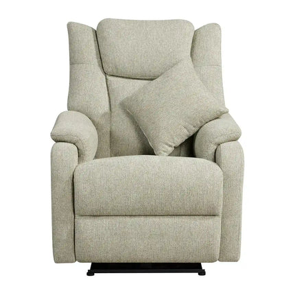 Equal DrapeLux 1 Seater Motorized Recliner Sofa - Light Green Fabric, Extra Back Support, Eucalyptus Wood Frame, 5-Year Warranty
