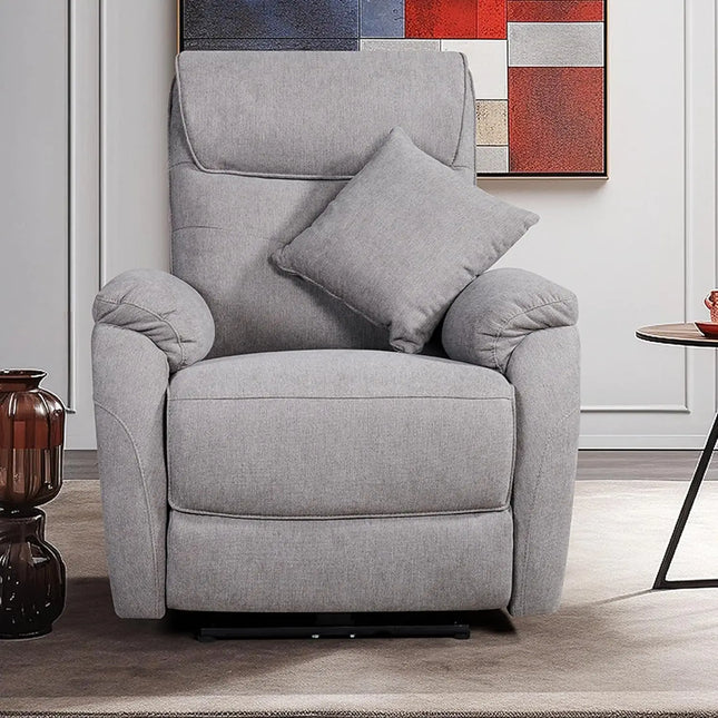 Equal Vero Relax 1 Seater Motorized Recliner Sofa - Dark Grey Fabric, Extra Back Support, Eucalyptus Wood Frame, 5-Year Warranty