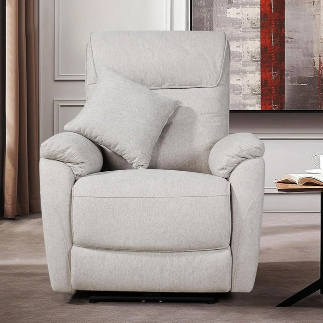 Equal Vero Relax 1 Seater Motorized Recliner Sofa - Dove Beige Fabric, Extra Back Support, Eucalyptus Wood Frame, 5-Year Warranty