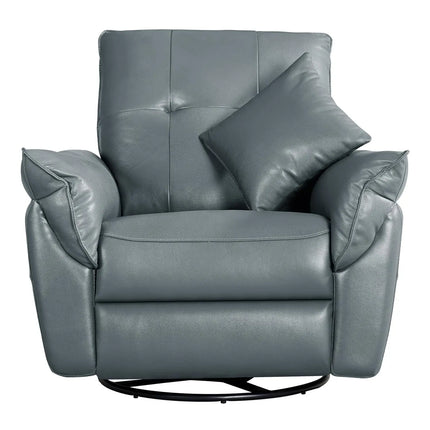 Equal Stella Luxe 1 Seater Motorized Recliner Chair - Blackish Grey Leatherette, 3-in-1 Reclining Rocking Revolving, Eucalyptus Wood Frame, 5-Year Warranty
