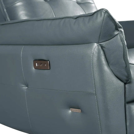 Equal Stella Luxe 1 Seater Motorized Recliner Chair - Blackish Grey Leatherette, 3-in-1 Reclining Rocking Revolving, Eucalyptus Wood Frame, 5-Year Warranty