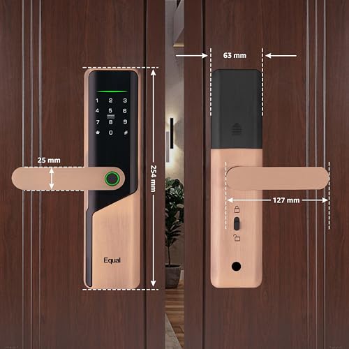 Equal Smart Door Lock S8 WiFi in Red Metal – Fingerprint & 5 More Unlock Methods