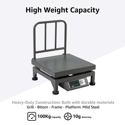 Equal 100kg Mild Steel Portable Mobile Chicken/Field Weighing Scale, 400x400mm