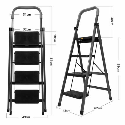 Equal Carbon-Series 4-Step Folding Ladder dimensions – height and base width