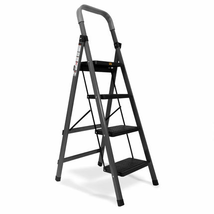 Equal Carbon-Series 4-Step Folding Ladder with anti-slip steps and rubber grip handle