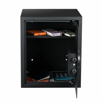 Equal SecureLite 48L Digital Safe Locker open view with cash and documents – home and office safe