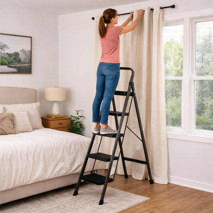 Equal Carbon-Series 5-Step Folding Steel Ladder – foldable, lightweight, 150kg load capacity
