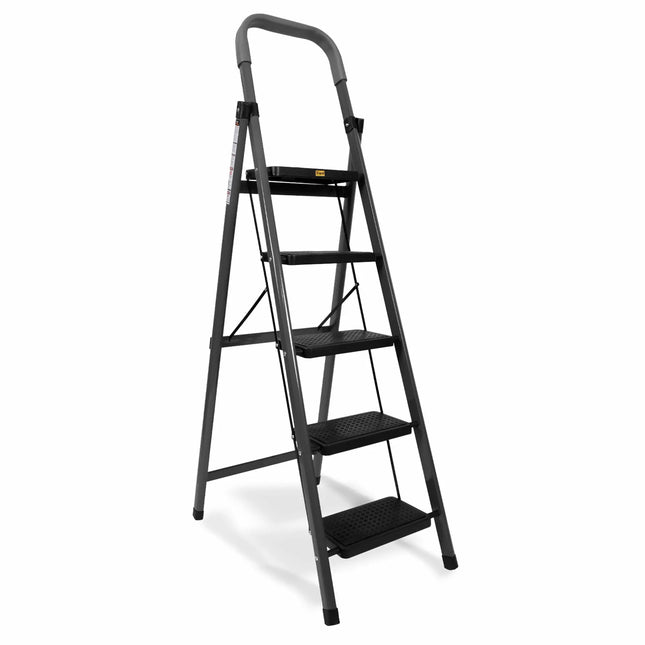 Equal Carbon-Series 5-Step Folding Ladder with anti-slip steps and rubber grip handle