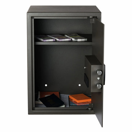 Equal SecureLite Pro 55L Grey Digital Safe Locker open showing interior storage