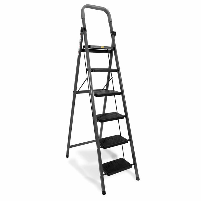 Equal Carbon-Series 6-Step Folding Ladder with anti-slip steps and rubber grip handle