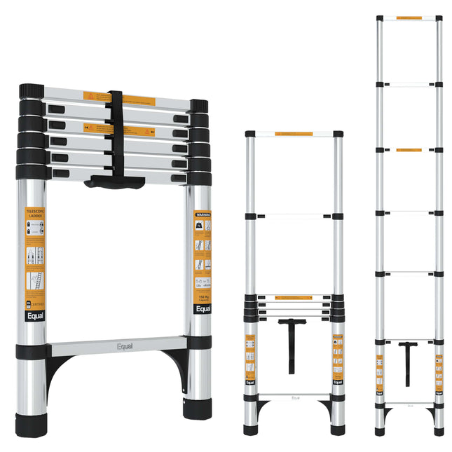Equal 6.5 FT Aluminium Telescopic Ladder 150kg EN131 Certified
