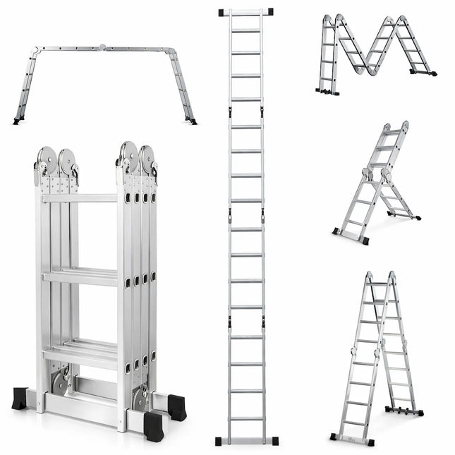 equal 12ft multipurpose ladder 7 in 1 use aluminum ladder