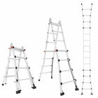 equal 3 in 1 13.5ft multipurpose aluminium ladder showing step ladder, A-frame ladder, and extension ladder configurations