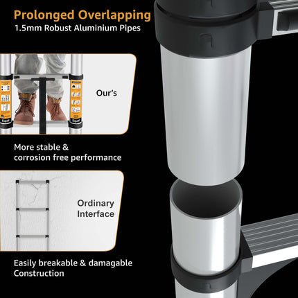 Equal 6.5ft Aluminium Telescopic Ladder more stable and construction 