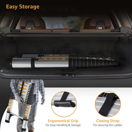 Man using Equal Aluminium Telescopic Ladder for home work and easy storage